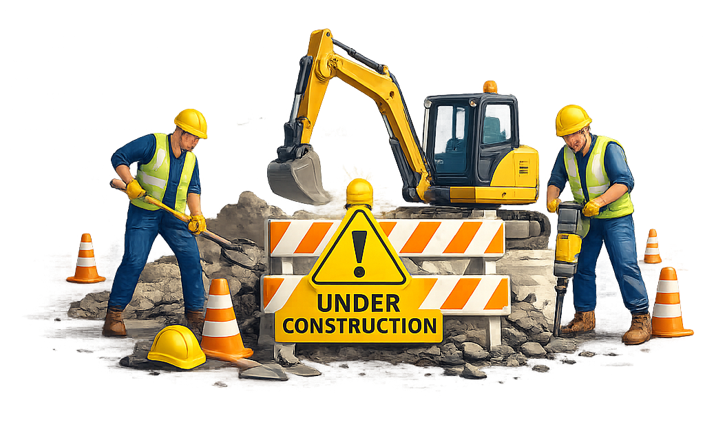 Under construction — workers fixing the road
